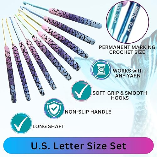Miniatura 2 de Athena's Elements Juego de ganchos de ganchillo, kit de 9 piezas para principiantes, niños y adultos, suministros de tejido y ganchillo con funda,