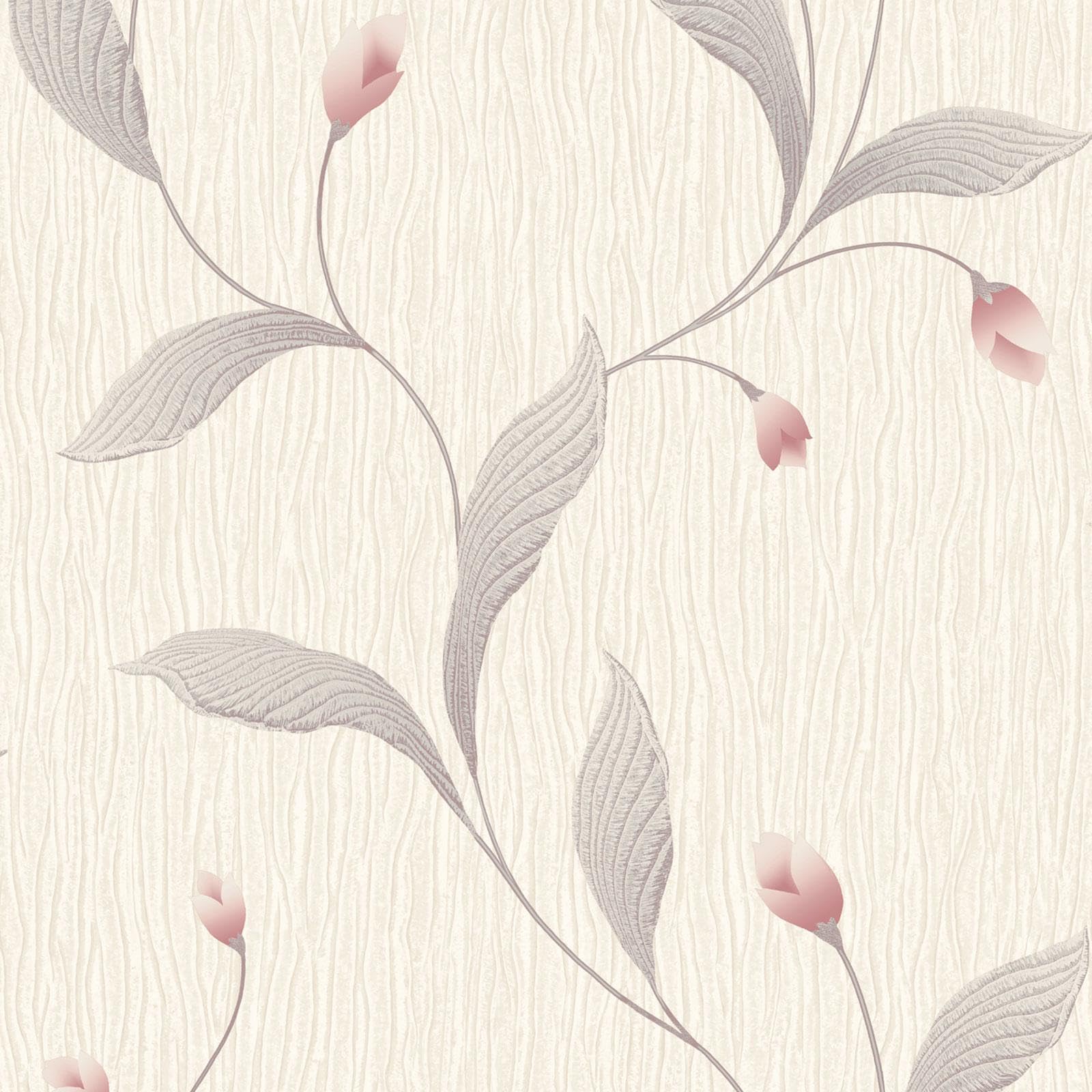 B&Q - Tiffany Floral Trail Textured Heavyweight Vinyl Wallpaper Pink  41336