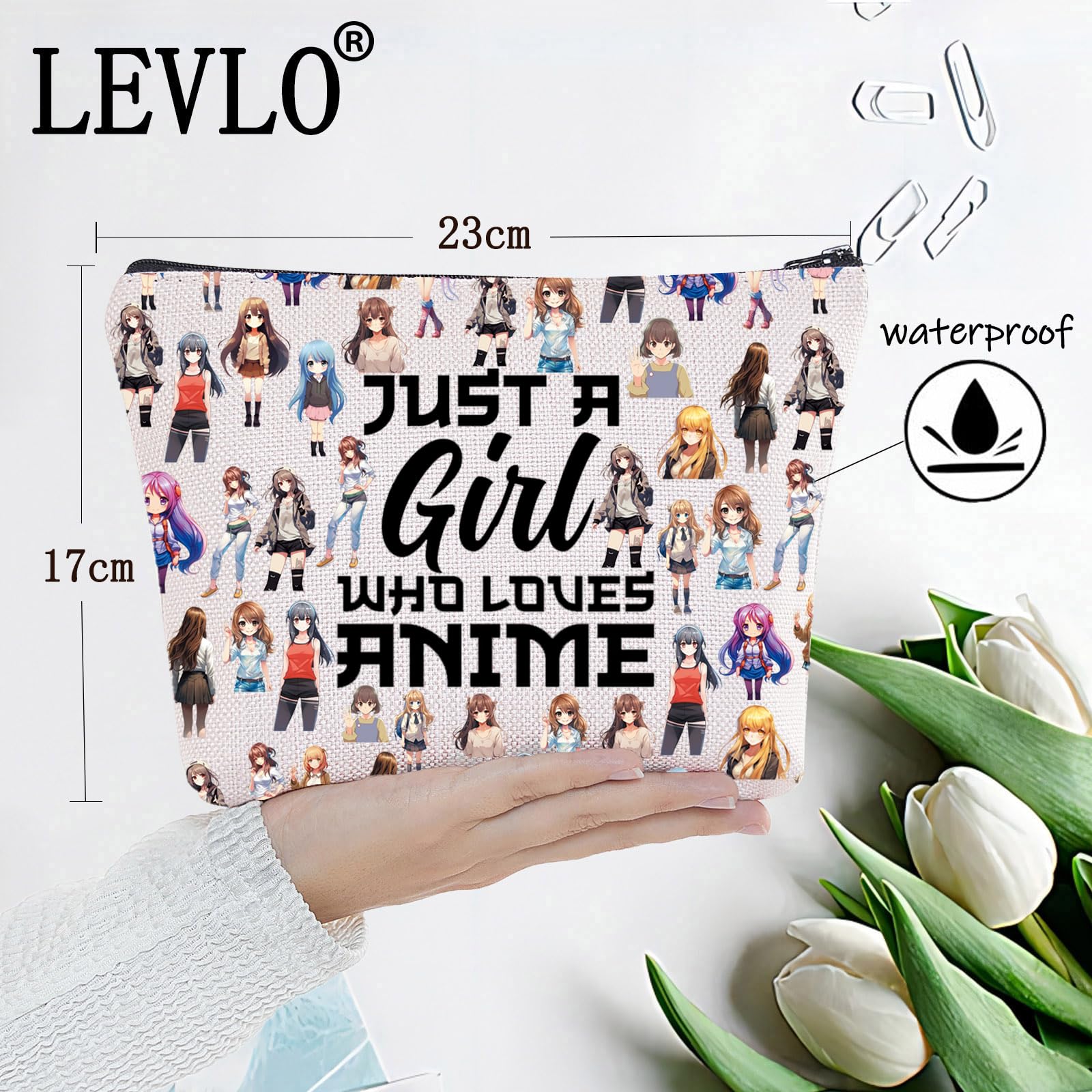 LEVLO Anime Fans Make up Bag Anime Lover Gift Anime Cosmetic Make up Bag for Women Cartoon Anime Makeup Bag Love Animes Full Bag - Image 2