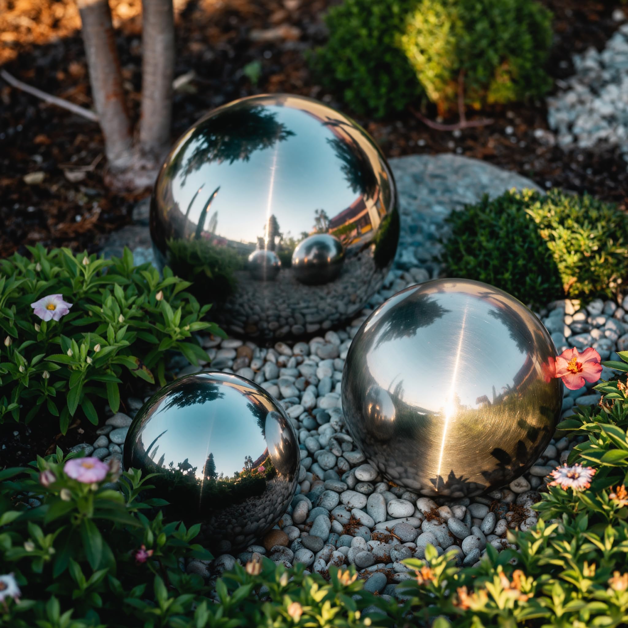 Dekokugel Garten D:20cm, Edelstahlkugeln Garten, Gartenkugeln für außen Winterfest, Teichkugeln, Schwimmkugel Edelstahl, Edelstahlkugel außen