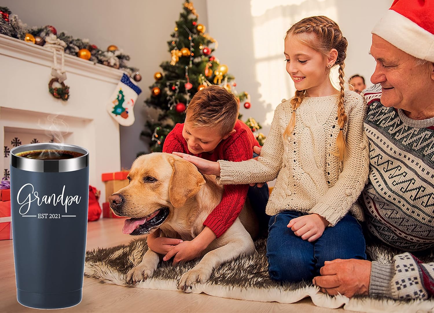 Black Friday - 70% OFF Grandpa Est. 2021 20 OZ Tumbler.First Time Grandfather,Grandpa to Be,New Grandpa,Newborn Gifts.Birthday,Christmas Gifts for New Grandfather,Husband,Men Travel Mug(Black)