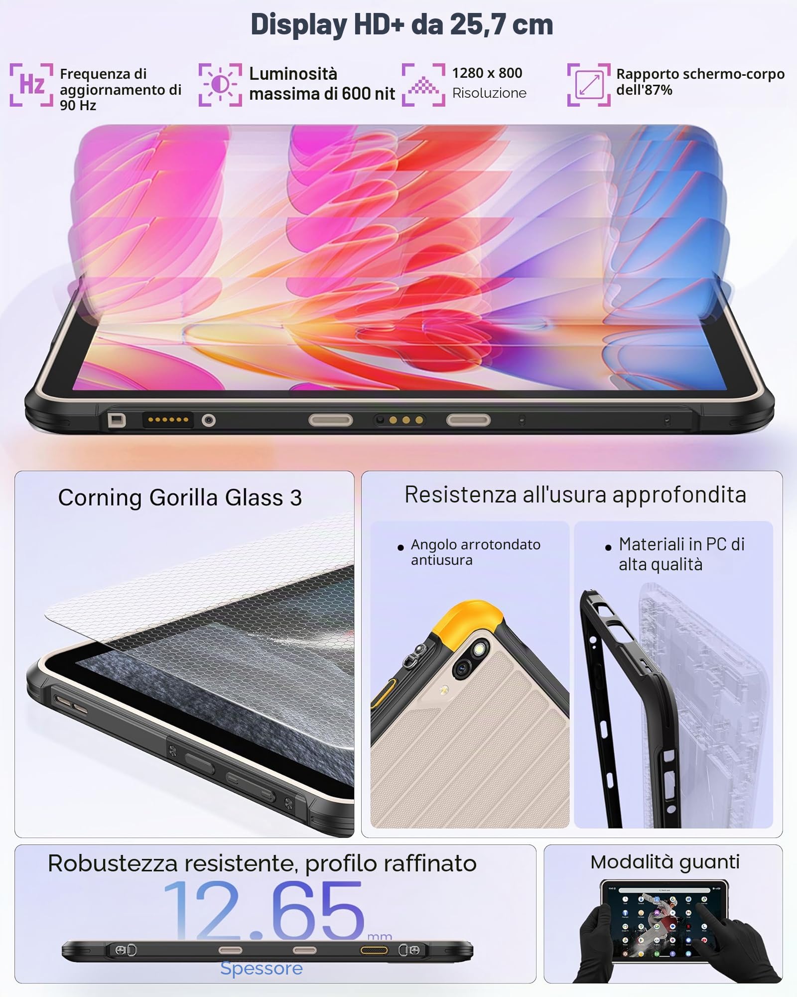 Ulefone RugKing Pad 2 Pro(2026) Tablet Rugged Android 16, 16GB+256GB, 10200mAh Tablet Indistruttibile 10,1" Pollici 90Hz, Dual 4G LTE + eSIM, IP68/IP69K, Fotocamera 48MP Tablet Robusto,NFC, GPS,Grigio