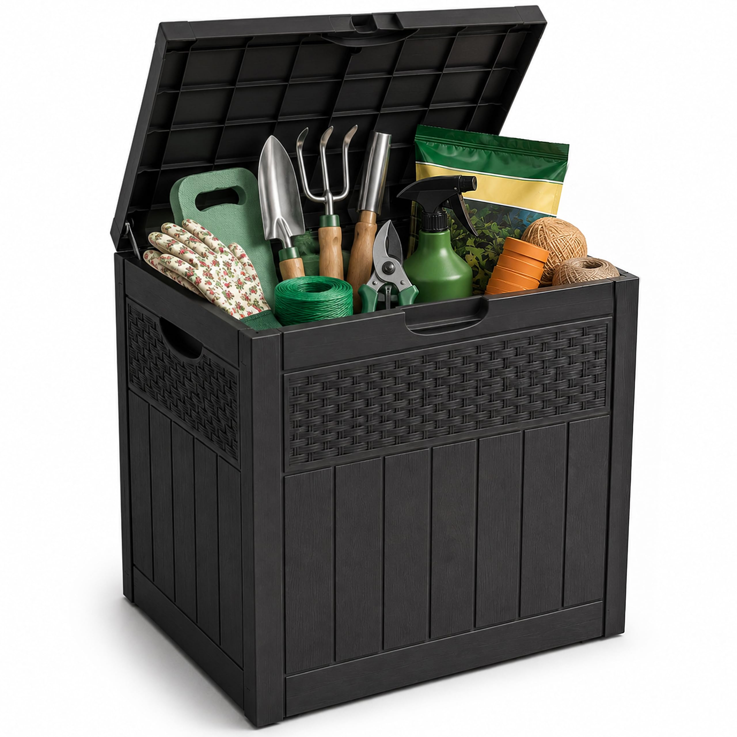 Pelle & Sol Outdoor Storage Box 126L Weather-Resistant PP Plastic Deck Box | Reinforced Panels for Garden and Patio Organisation, Compact Storage for Cushions and Garden Tools on Patios and Decks