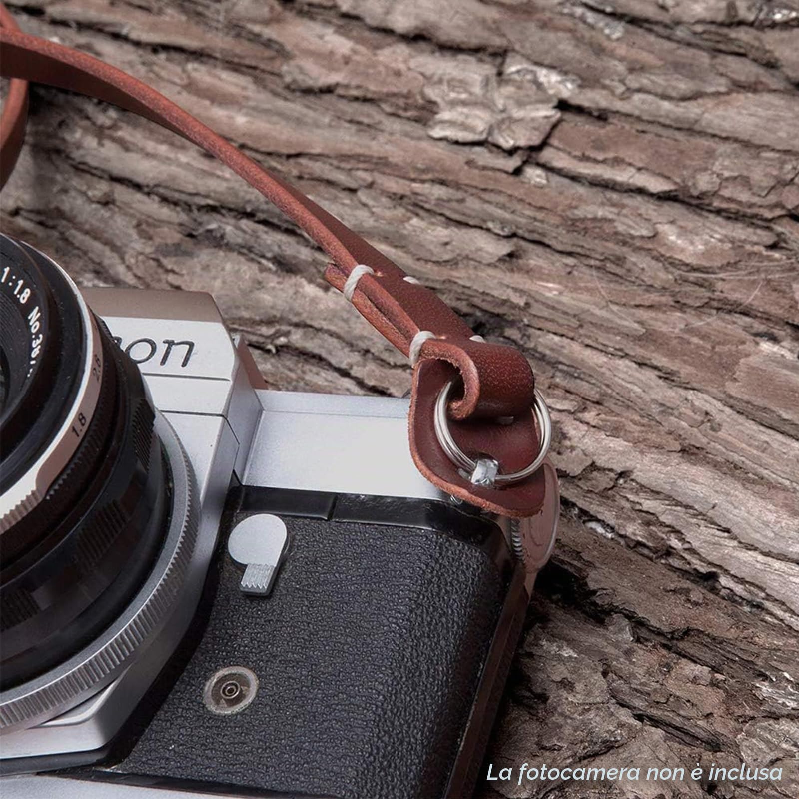 Tracolla per fotocamera con collare in pelle naturale per fotocamera DSLR SLR compatta per Sony, Canon, Pentax, Nikon, Olympus, ecc