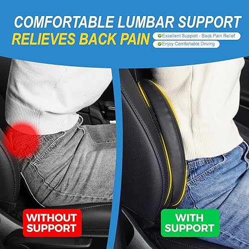 Miniatura 27 de Almohada de apoyo lumbar para automóvil, almohada lumbar de espuma viscoelástica para aliviar el dolor de espalda baja - Cojín de espalda para Negro