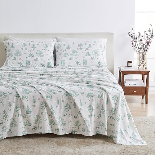 Miniatura 13 de Great Bay Home - Juego de sábanas de franela 4 piezas, tamaño California King, 100% algodón turco, doble cepillado, ultrasuaves, acogedoras, ropa