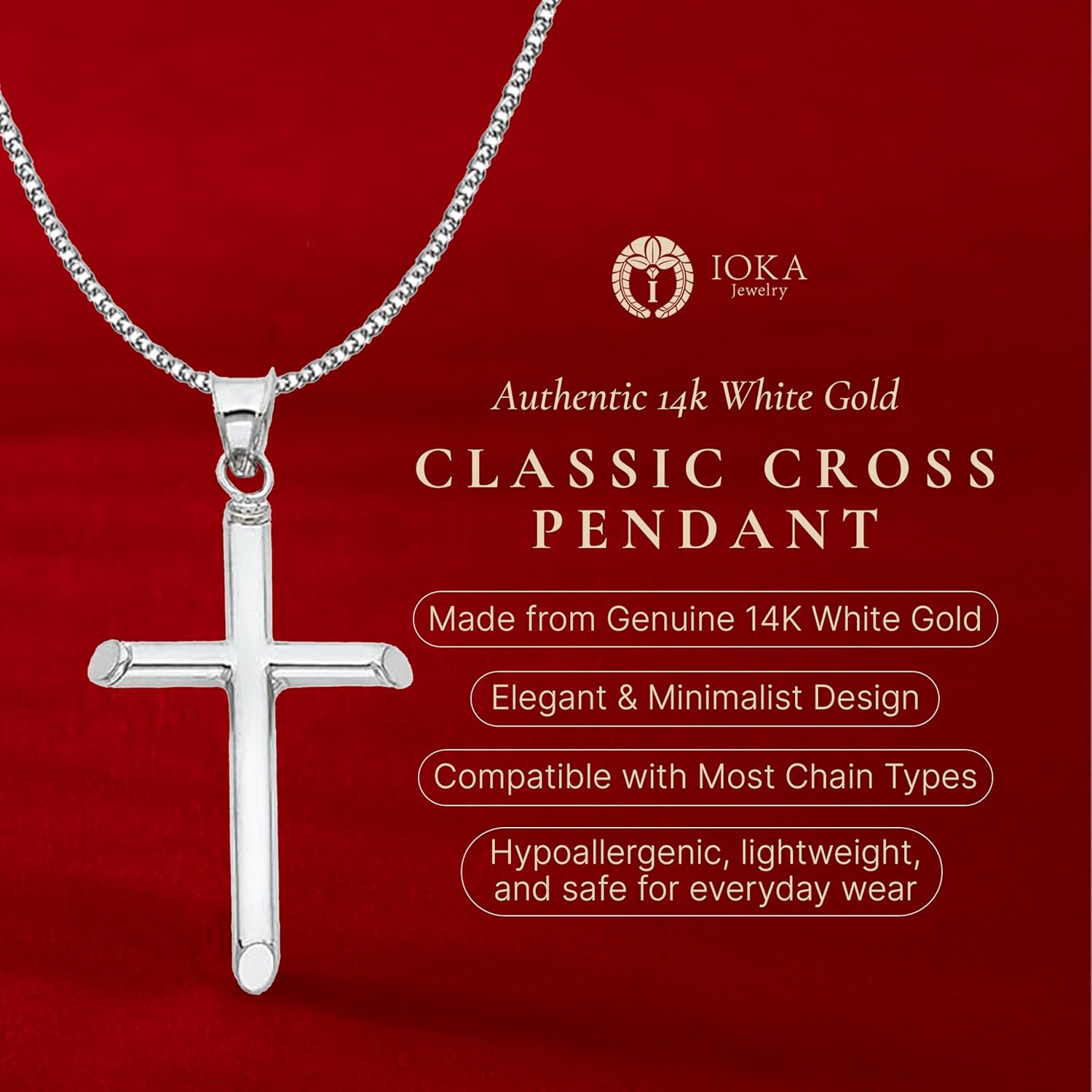 Ioka 14K REAL Gold Classic Cross Pendant Religious Charm For Necklace or Chain - Multiple Styles - Image 6