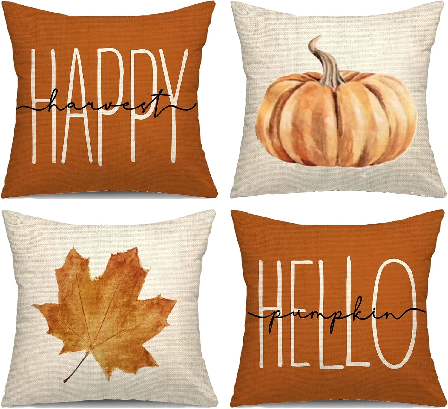 Fall Pillow Covers 16x16 Set of 4,Fall Decorations,Pumpkin