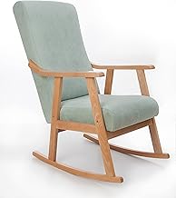 Torino Rocking Chair, Armchair, Rocking Chair, Special Breastfeeding, Stain Resistant, Solid Beech Wood, Natural Varnished. Made in Spain (Aqua Green/Natural)