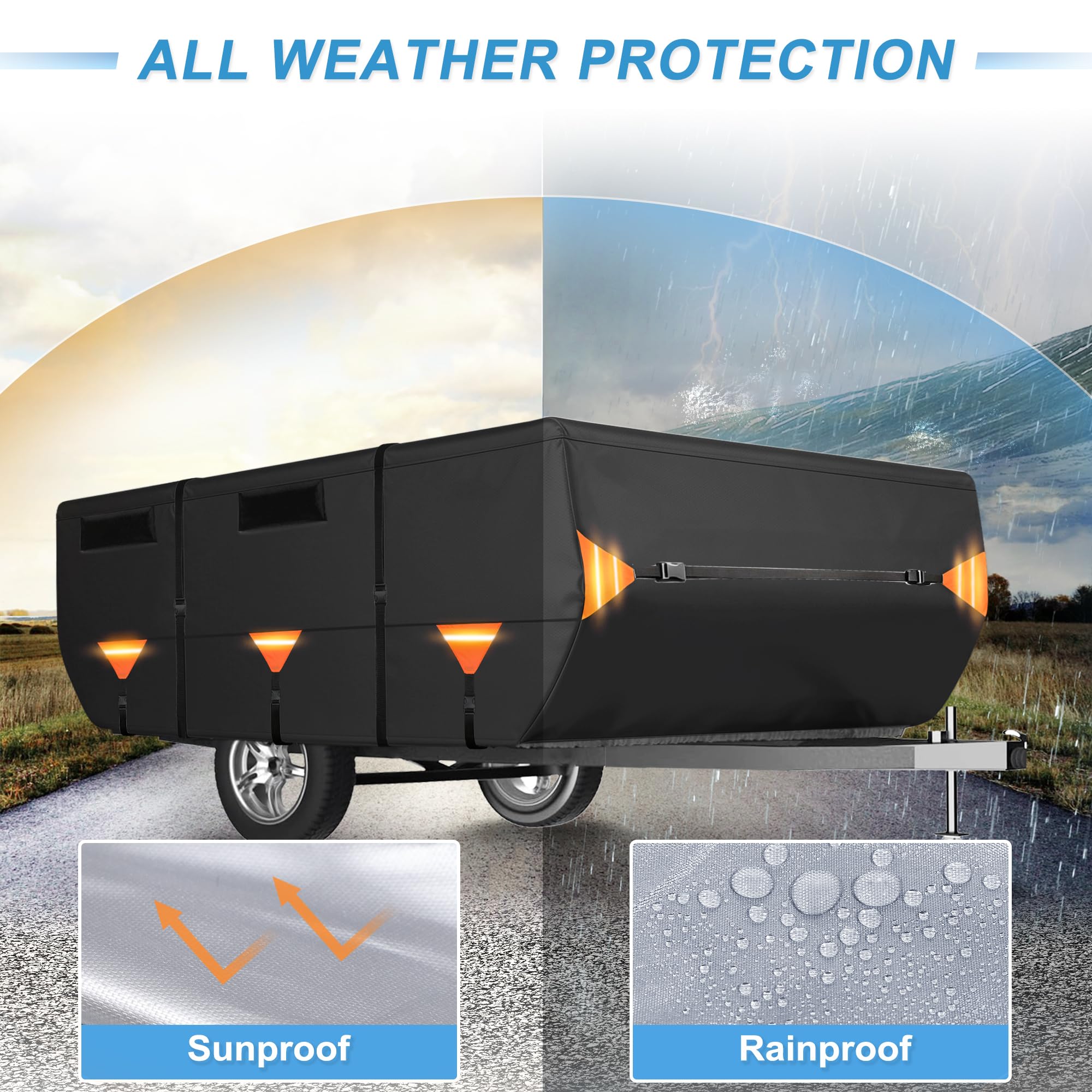 X AUTOHAUX Copertura pieghevole per camper, 3,7 m - 4,3 m, copertura pieghevole per roulotte, rimorchio, per l'inverno, resistente, rivestimento in poliuretano Oxford, impermeabile, anti-UV