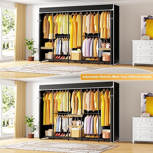 Miniatura 4 de H50C Perchero Extra Grande con Cubierta, Armario Portátil Independiente, Percheros de Ropa Cubiertos para Colgar Ropa, Perchero Resistente, Armario