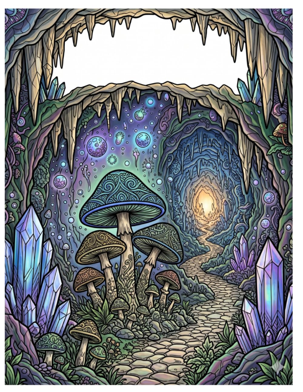 Mystical Glow: An Adult Coloring Adventure Through Bioluminescent Fungi and Enchanted Caves: Explore the Stunning World of Glowing Mushrooms and Otherworldly Crystal Caverns