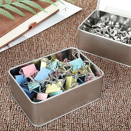Miniatura 6 de RHBLME Paquete de 12 cajas de lata, 4.9 x 3.6 x 1.8 pulgadas, caja de metal para galletas con tapas, contenedor de almacenamiento de latas multiusos