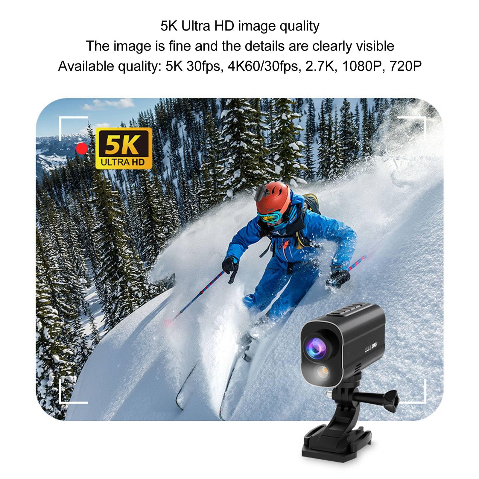 Kamera Sportowa Motocyklowa 5K, Wodoodporna Kamera na Kasku Rowerowym, EIS Anti Shake 2.4G WiFi Bezprzewodowa Lampa Noktowizyjna LED, Rejestrator Jazdy Rowerze Kamera Sportów
