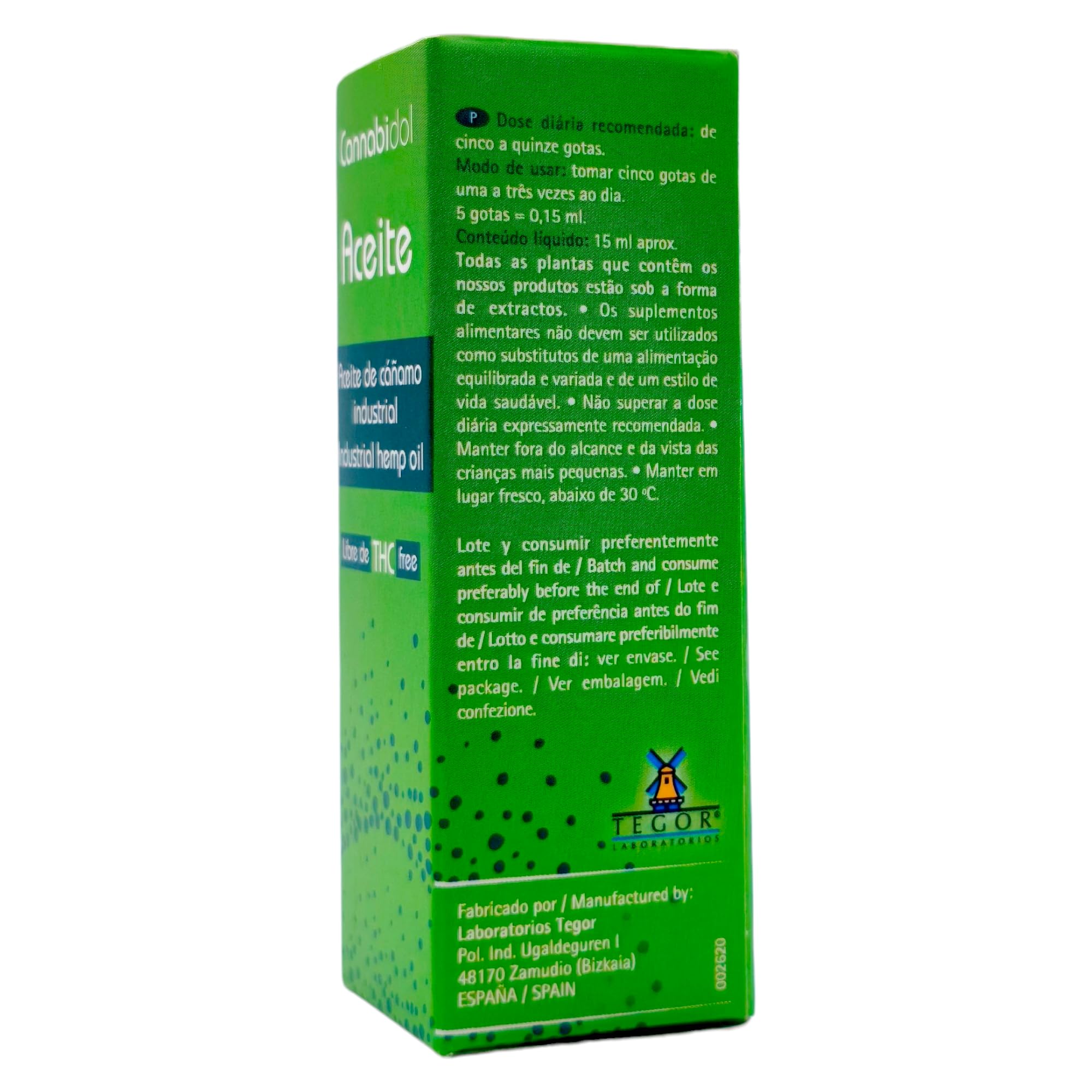 Tegor Cannabidol Aceite 15ml - Aceite de Cáñamo Natural para Relajación Muscular y Articular - Alivio de Tensiones y Bienestar General - Rico en Ácidos Grasos Esenciales - Formato Gotero