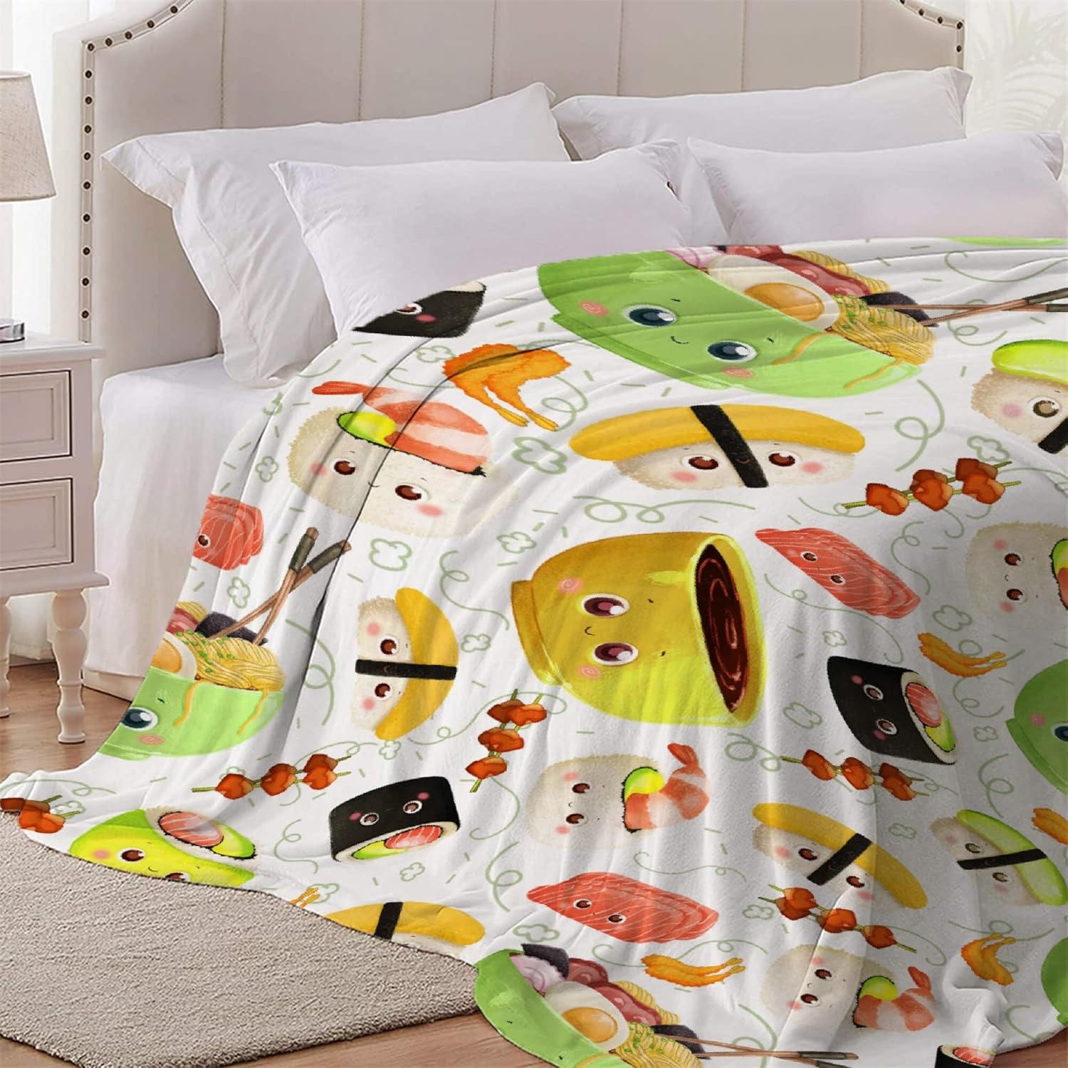 Sushi Blanket Gifts Super Soft Lightweight Flannel Blankets Throw for Kids, Adult, Suitable for Couch, Sofa, Bed, Camping, Travel All Seasons 50"x60" for Teen