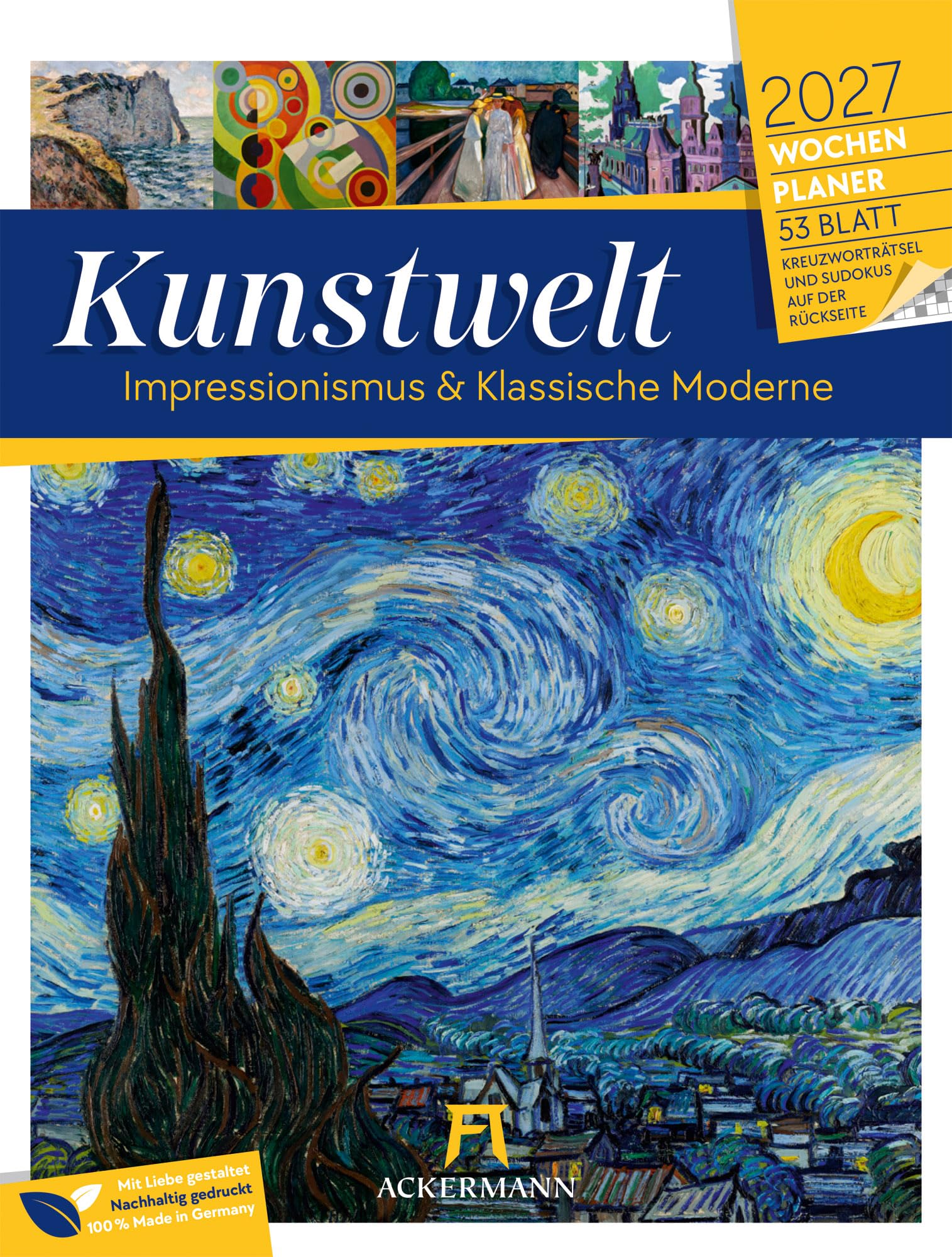 Kunstwelt Wochenplaner Kalender 2027 | Impressionismus und Klassische Moderne: Stilvoller Kunst-Wochenkalender im Hochformat (25x33 cm) | Malerei