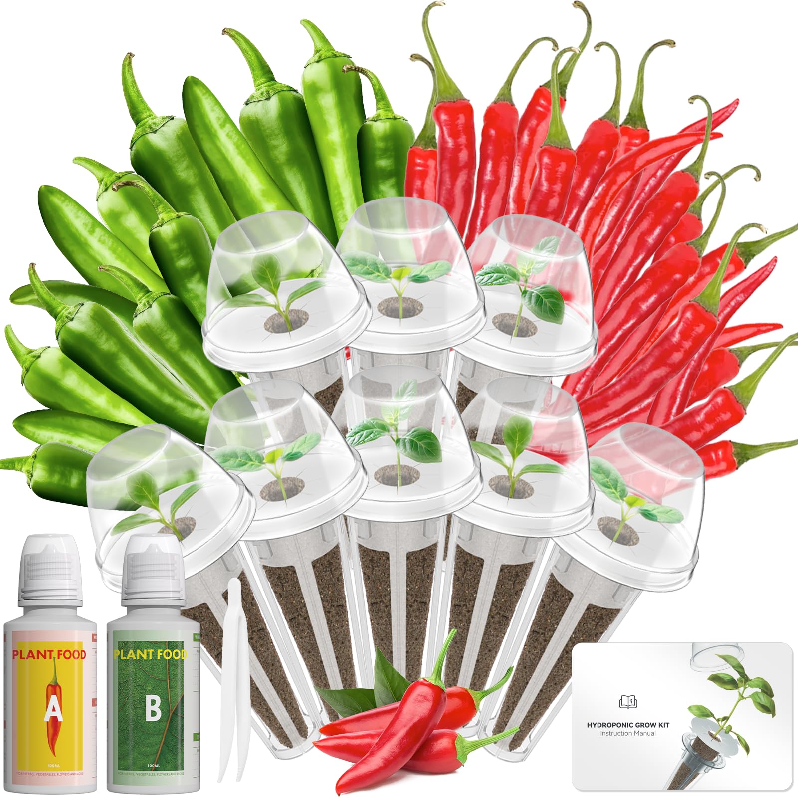 Jalapeno Pepper Seed Pod Kit for Aerogarden, Ahopegarden Hydroponics Growing System Indoor Garden, Include Jalapeno Peppers and Cayenne Chili Peppers,8 Pods, 500+ Seeds