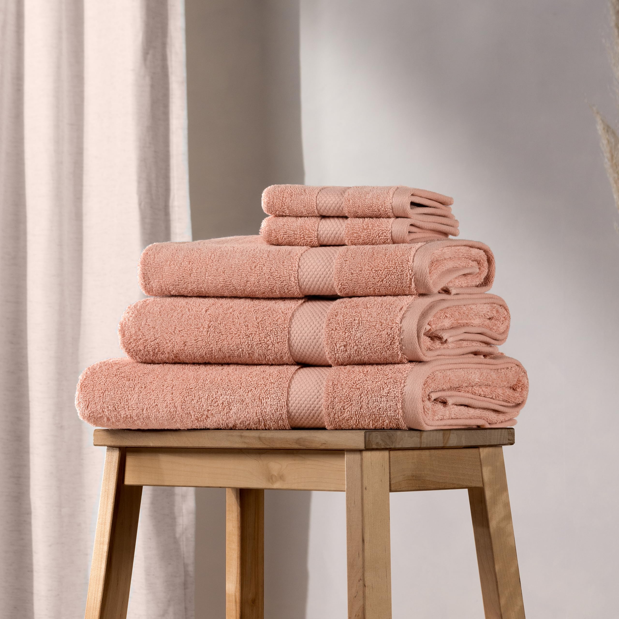 Yard Loft Combed Cotton Face Cloths 2 Pack, Blush, 30 x 30cm