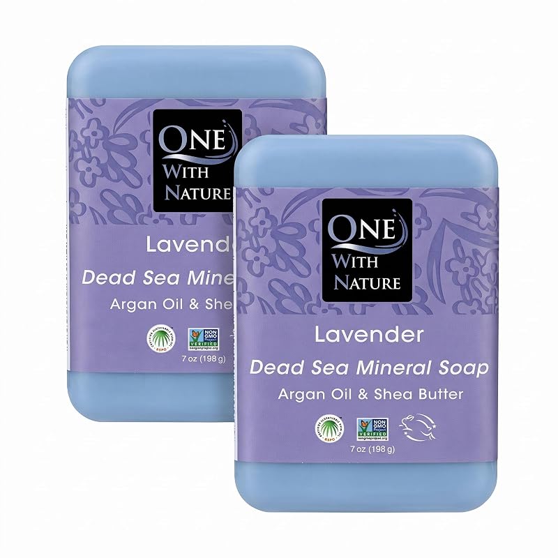 One With Nature Sabonete mineral do Mar Morto com lavanda, 2 unidades de 199 g