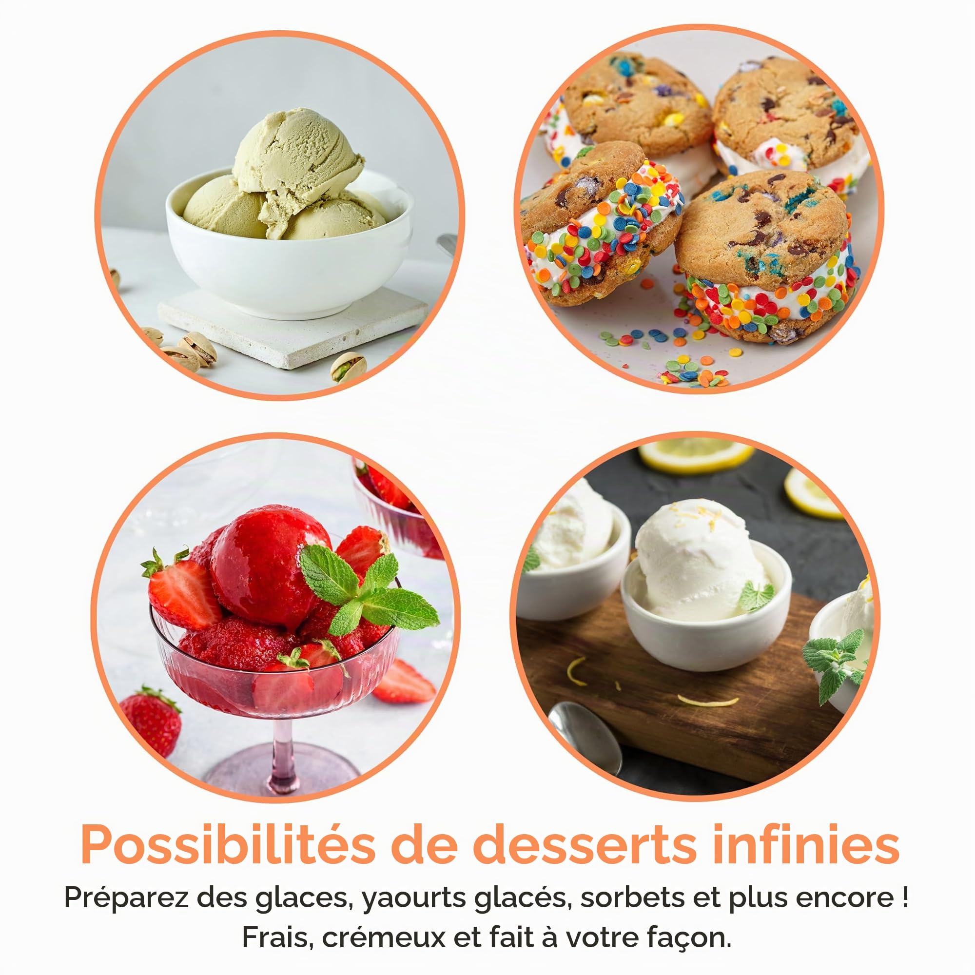Nostalgia Seau électrique pour crème glacée avec poignée de transport facile, fait 4 litres en quelques minutes, yaourt glacé, gelato, fabriqué à partir de bois véritable