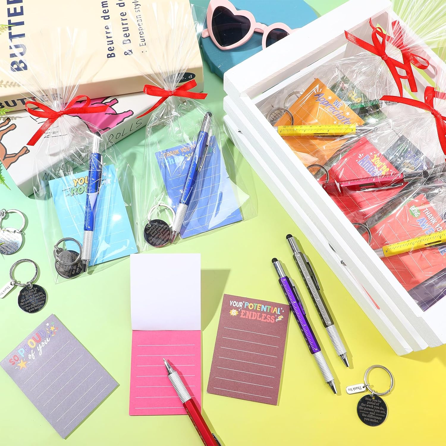 Pajean 36 Pcs/12 Sets Employee Appreciation Gifts for Men Include 6 in 1 Multitool Pens Inspirational Sticky Notes Thanks You Metal Keychains Bulk for Coworker Employee Team Group Staff Gifts - Image 5