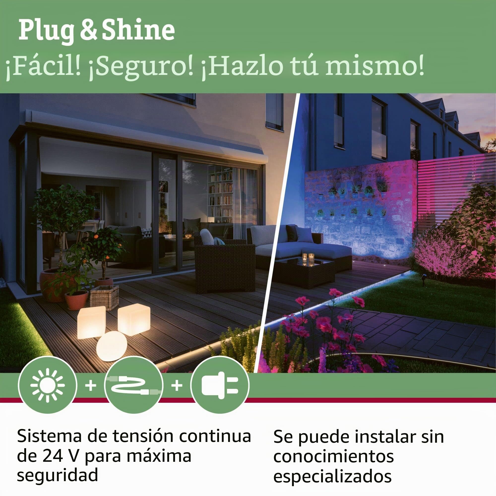 Paulmann 93930 Plug & Shine Connector exterior 10 m 1in-5out IP68 2x1,5 mm² 93930 Cable de extensión, cable de conexión, iluminación exterior, Negro
