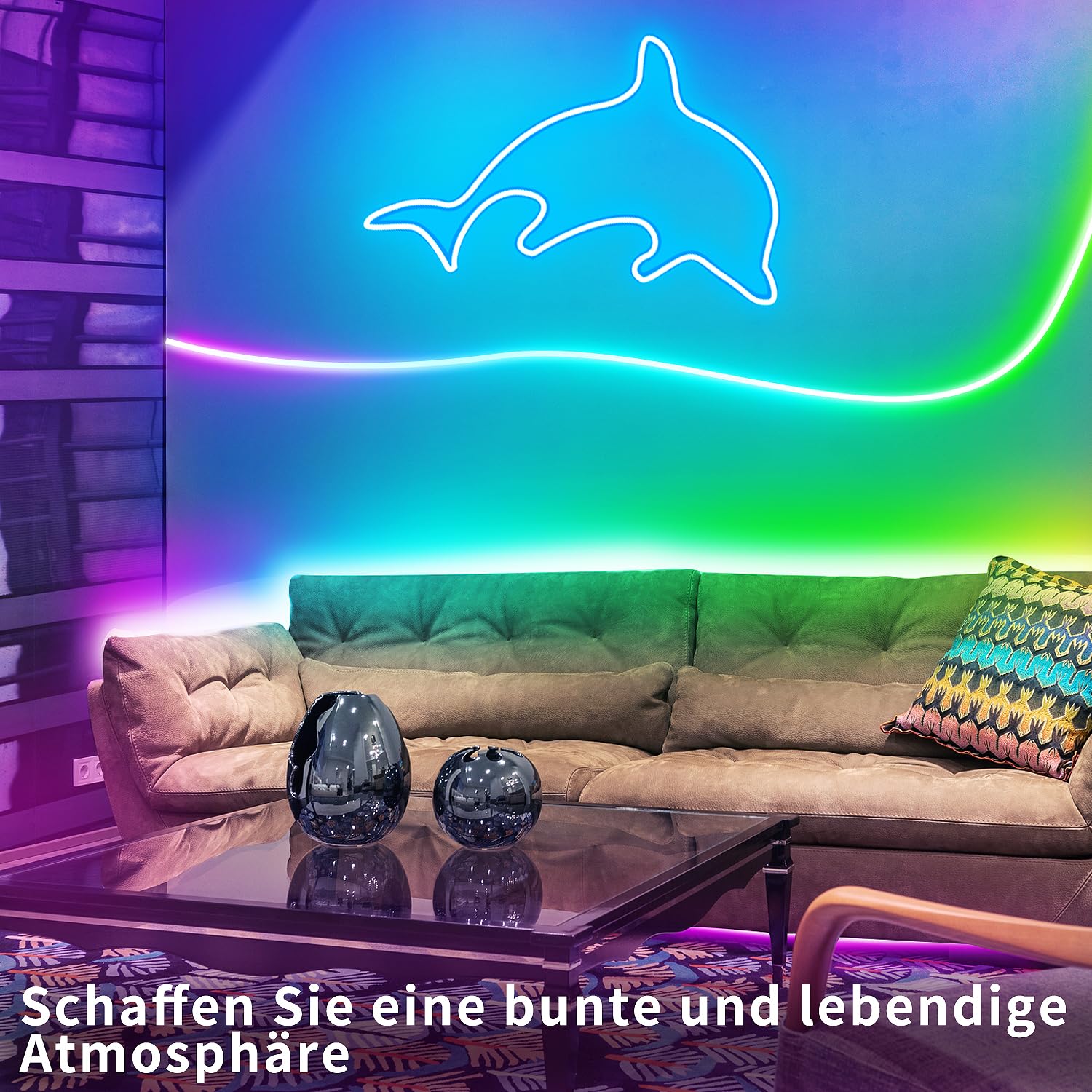 segrass Neon Led strip 15m Fernbedienung/APP Steuerung, IP65 wasserdichte flexible LED Lichtband, 24V Rgb LED band Neon Lichterkette, anwendbar auf Schlafzimmer, Raum und Außendekoration