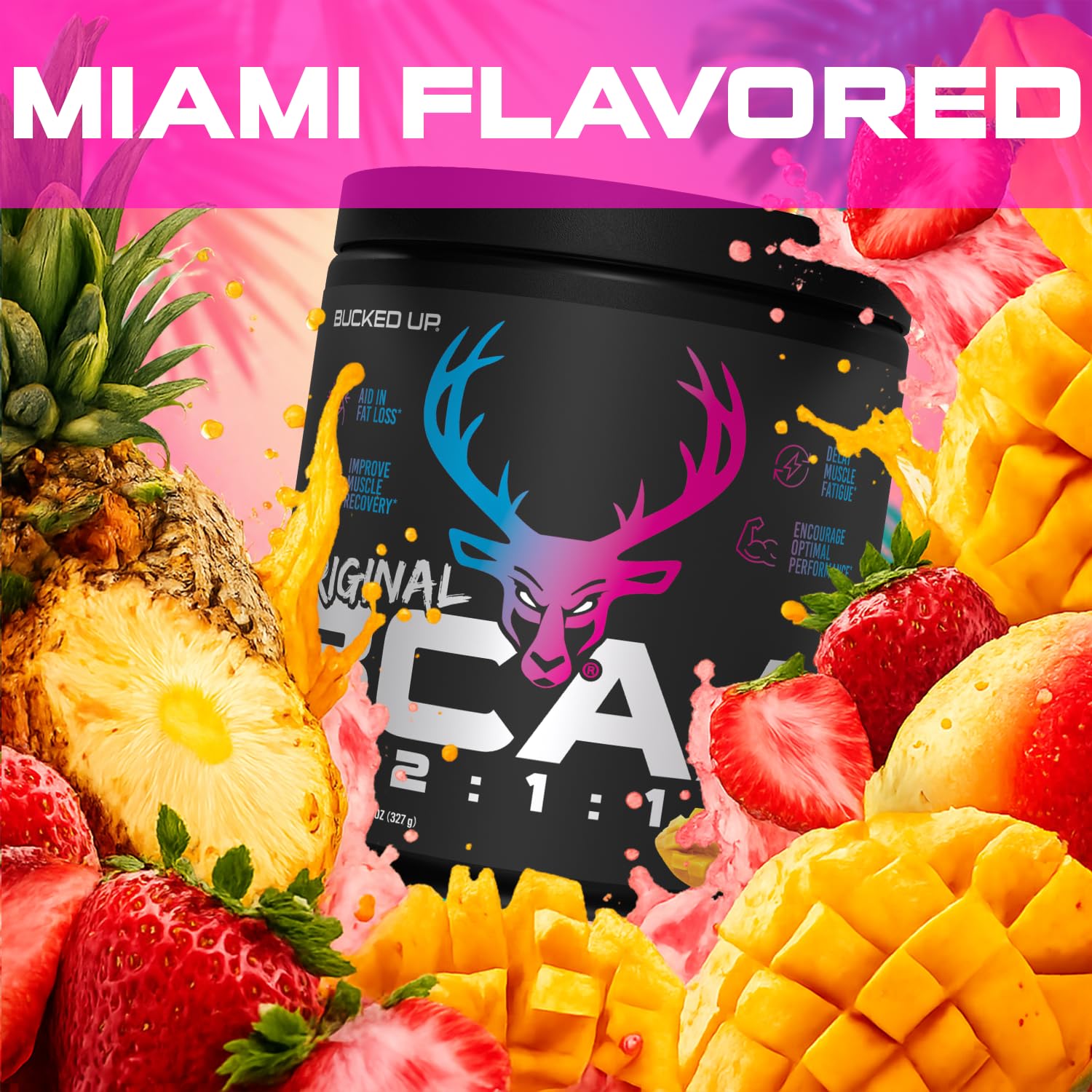 Bucked Up Original BCAA 2:1:1 Branched Chain Essential Amino Acids - Supplement Powder - | 100% Pure 2:1:1 Instantized Formula | Pre/Post Workout | 30 Servings | (Miami Flavor) — Amazon image 8