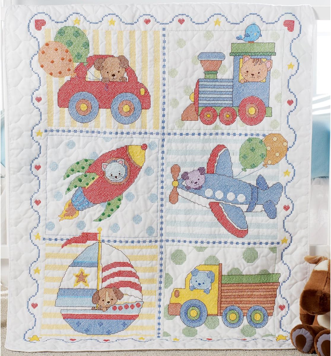 Bucilla Stamped Cross Stitch Crib Cover Kit, 34 by 43Inch