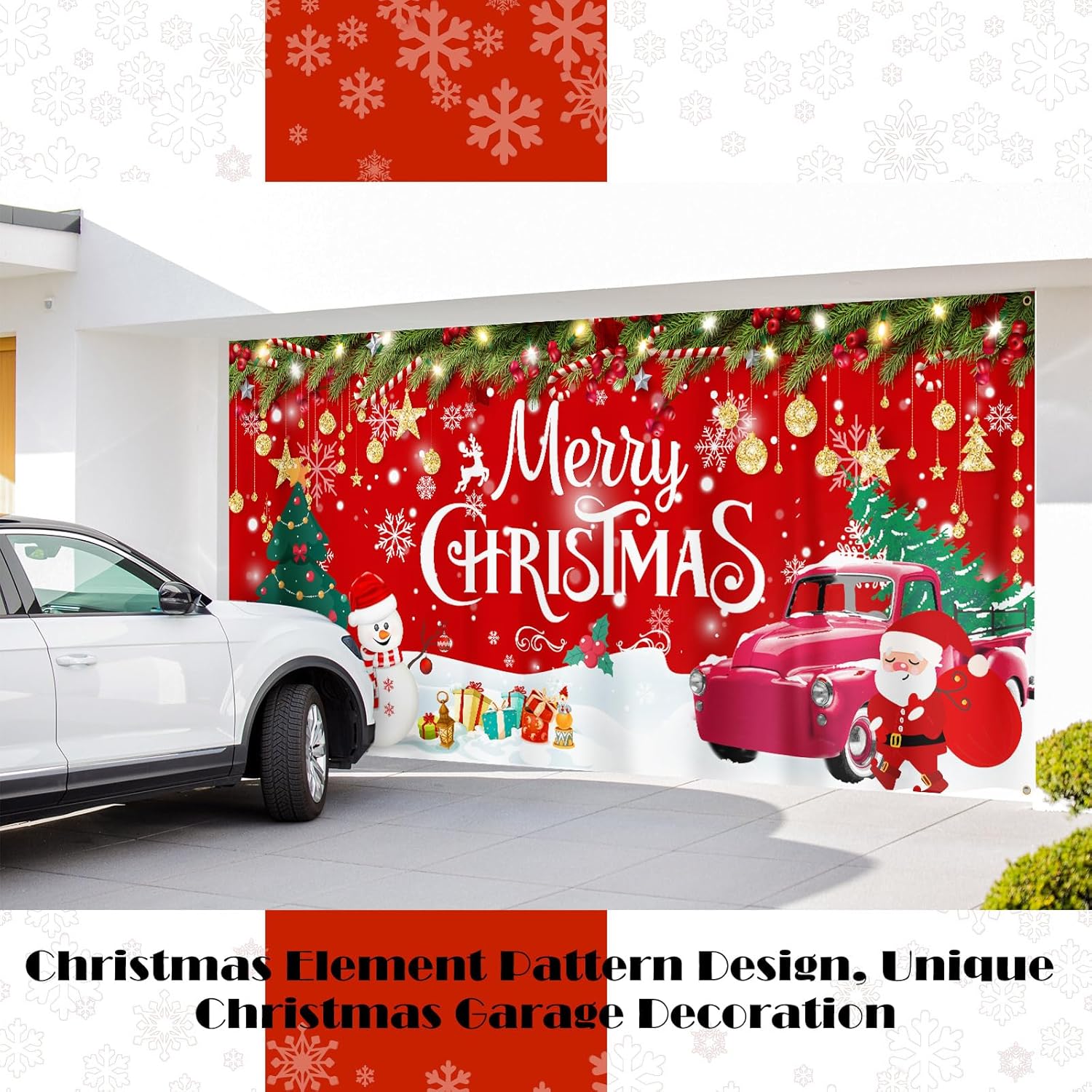 Preboun 2 Pcs Thanksgiving Garage Door Banner Decorations 6 X13 ft Merry Christmas Garage Door Cover with Rope Extra Large Fall Give Thanks Backdrop for Thanksgiving Autumn Harvest Home Party Decor