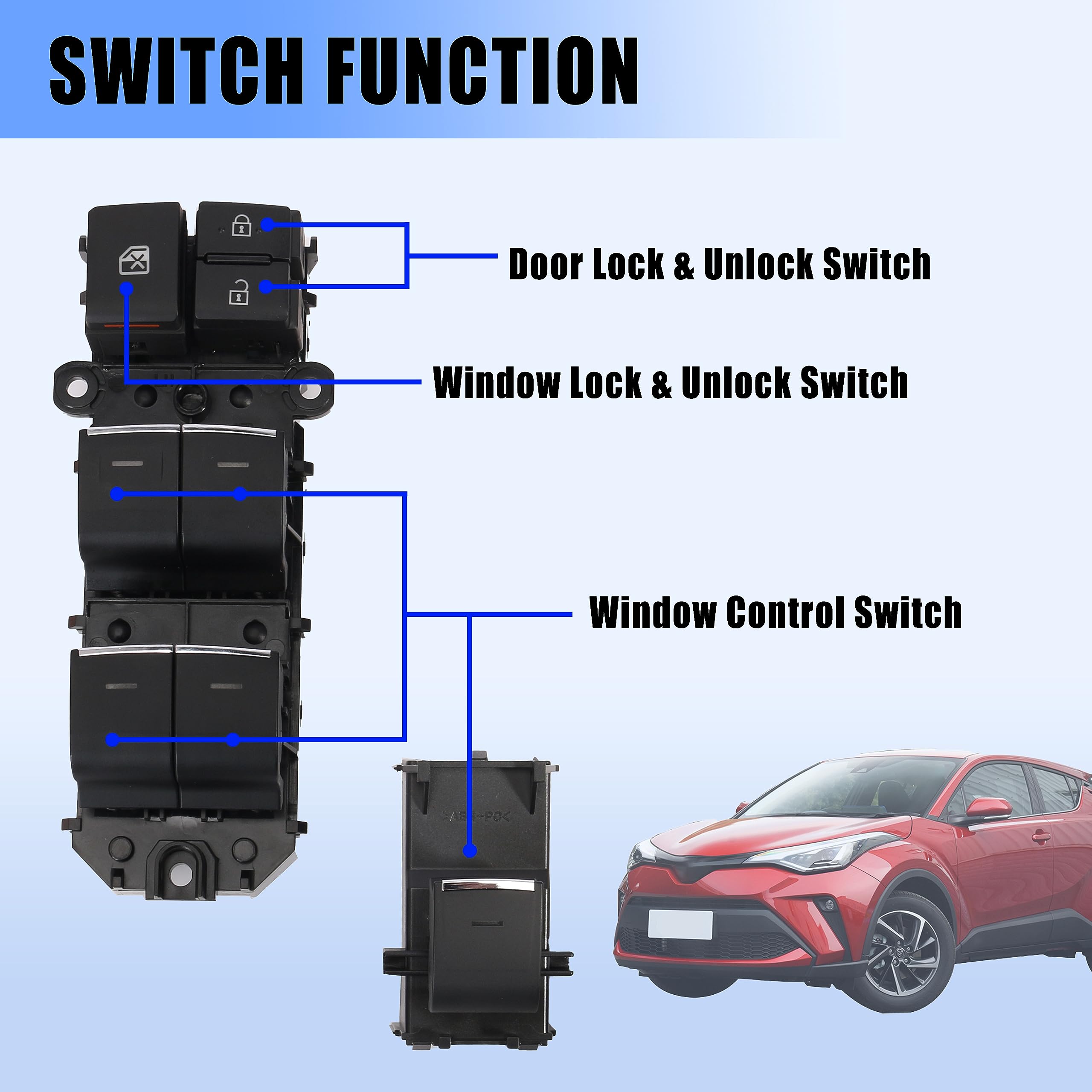 Amazon.com: DOGNNAK Blue LED Master Power Window Switch for Toyota