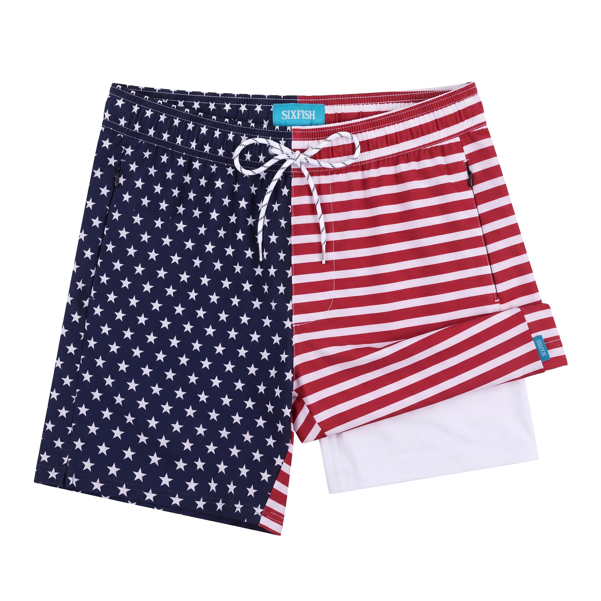 Sixfish Mens Swim Trunks with Compression Liner 5 Inch,2-in-1 Bathing Suit | Quick Dry,Zi…