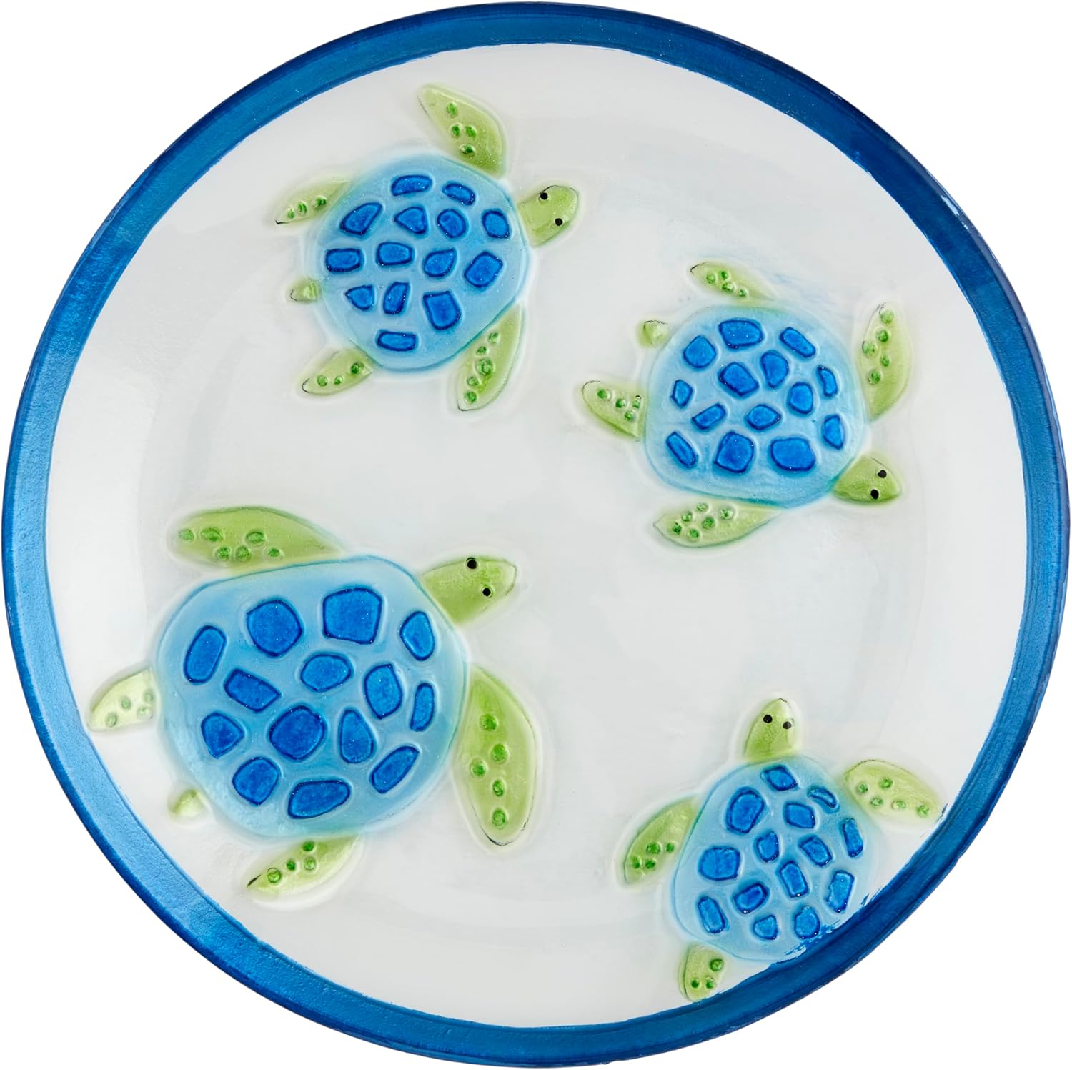 Mud Pie 12" Dia Glass Turtle Platter, White