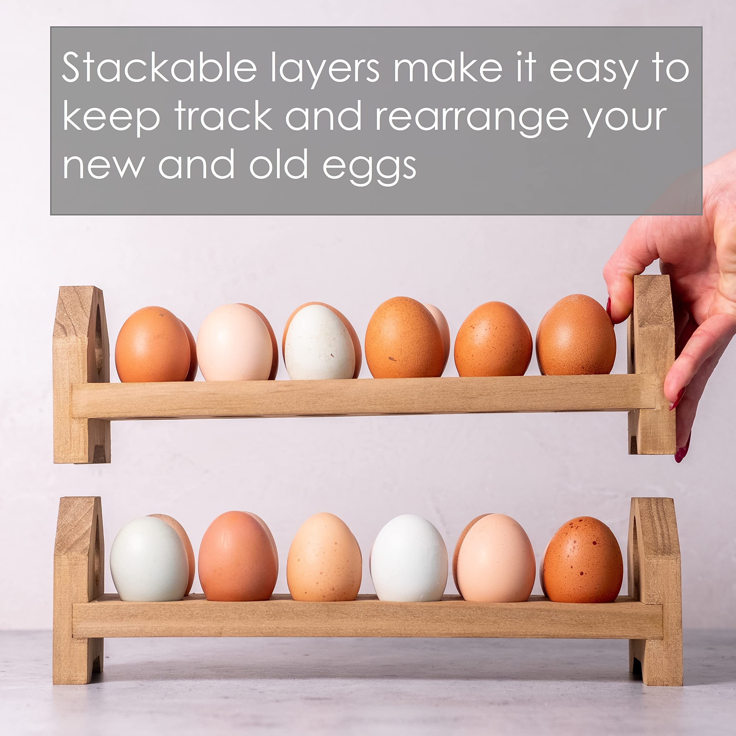 Soporte apilable de madera para huevos de granja, almacenamiento de huevos frescos, soporte de huevos de madera, estante de huevos de madera, caja de huevos de madera, bandeja de huevos