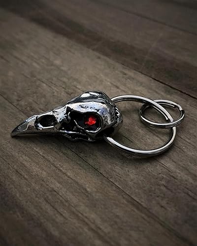 Miniatura 7 de Bravo Bells Raven Skull Diamond Llavero – Llavero de peltre para ciclistas – Fabricado en los Estados Unidos, plateado