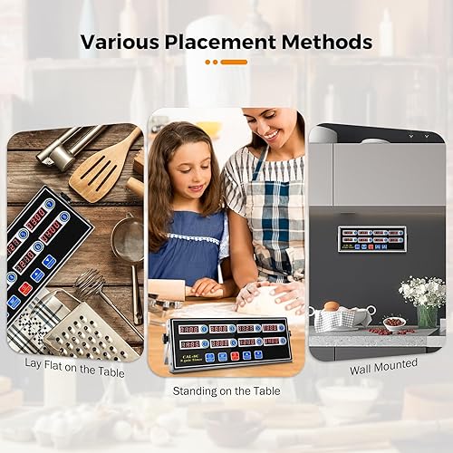 Miniatura 8 de BEAMNOVA Temporizador de cocina digital de 8 canales, recordatorio de freidora de cocina comercial, alarma de anillo fuerte, volumen ajustable de