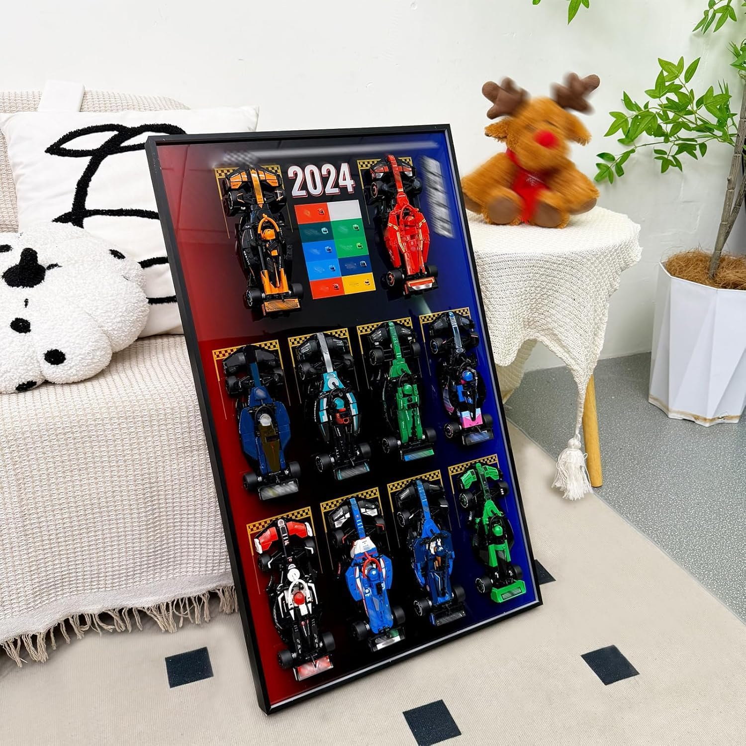 WETCEAOM Display Wallboard Compatible with Lego Speed Champions 10-in-1 Car Display 77242,77243,77244,77245,77246,77247,77248,77249,77250,77251, Compatible with Lego Car Wall Mount Frame(No Model)