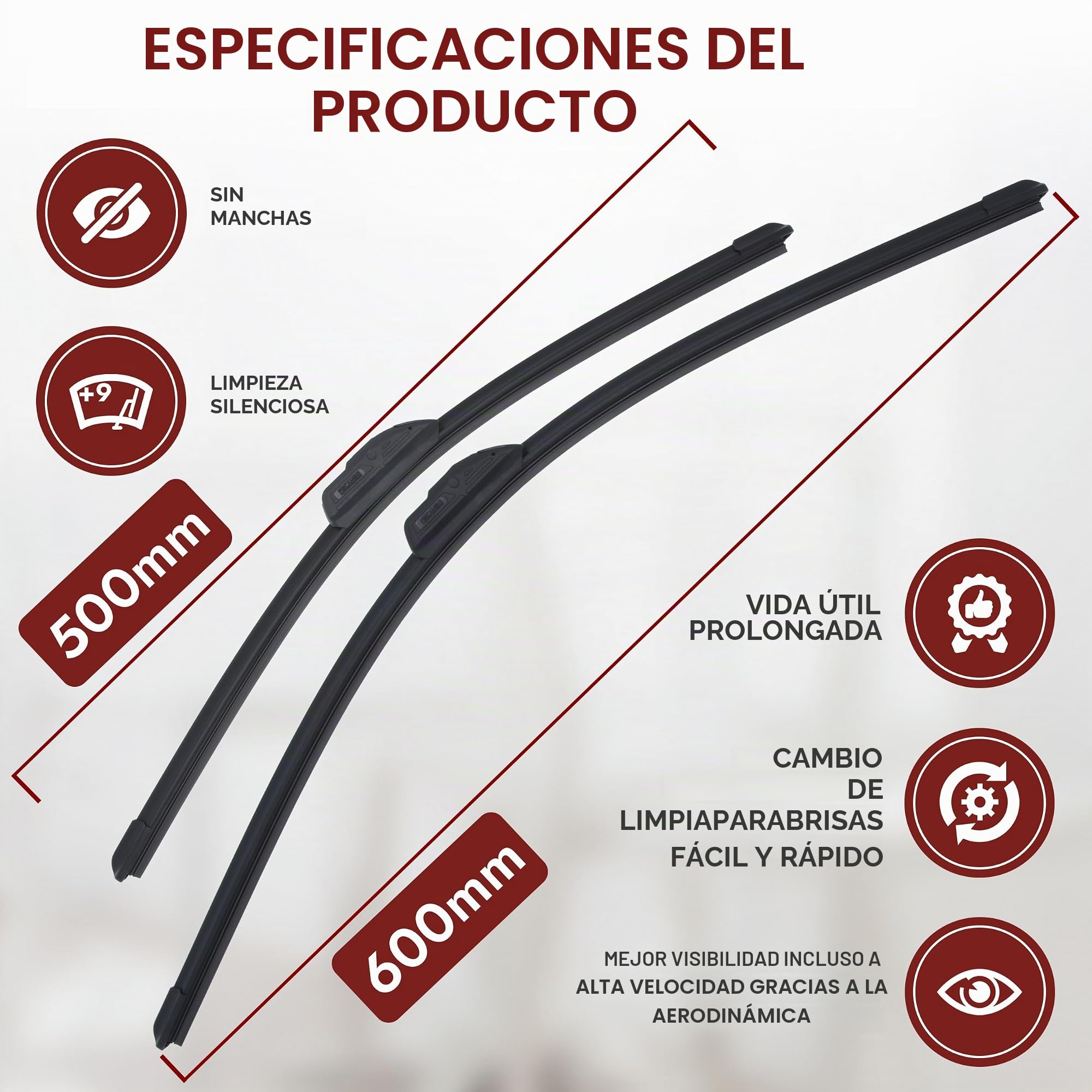 Recambo Limpiaparabrisas delanteros compatibles con Opel Insignia B | Opel Insignia MK1 | año de fabricación a partir de 2017 > (juego de 2 unidades: 600 mm/500 mm)