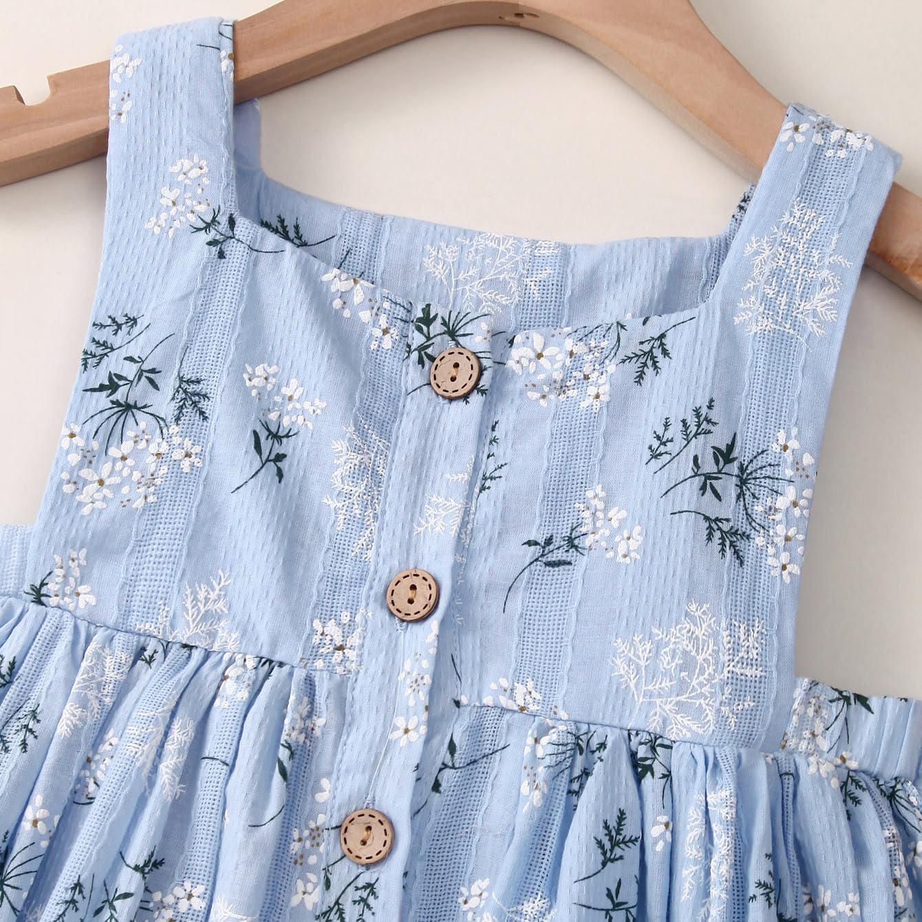 Toddler Girl Cotton Linen Summer Dress Suspender Sleeveless Button Beach Girls Sundress - Image 2