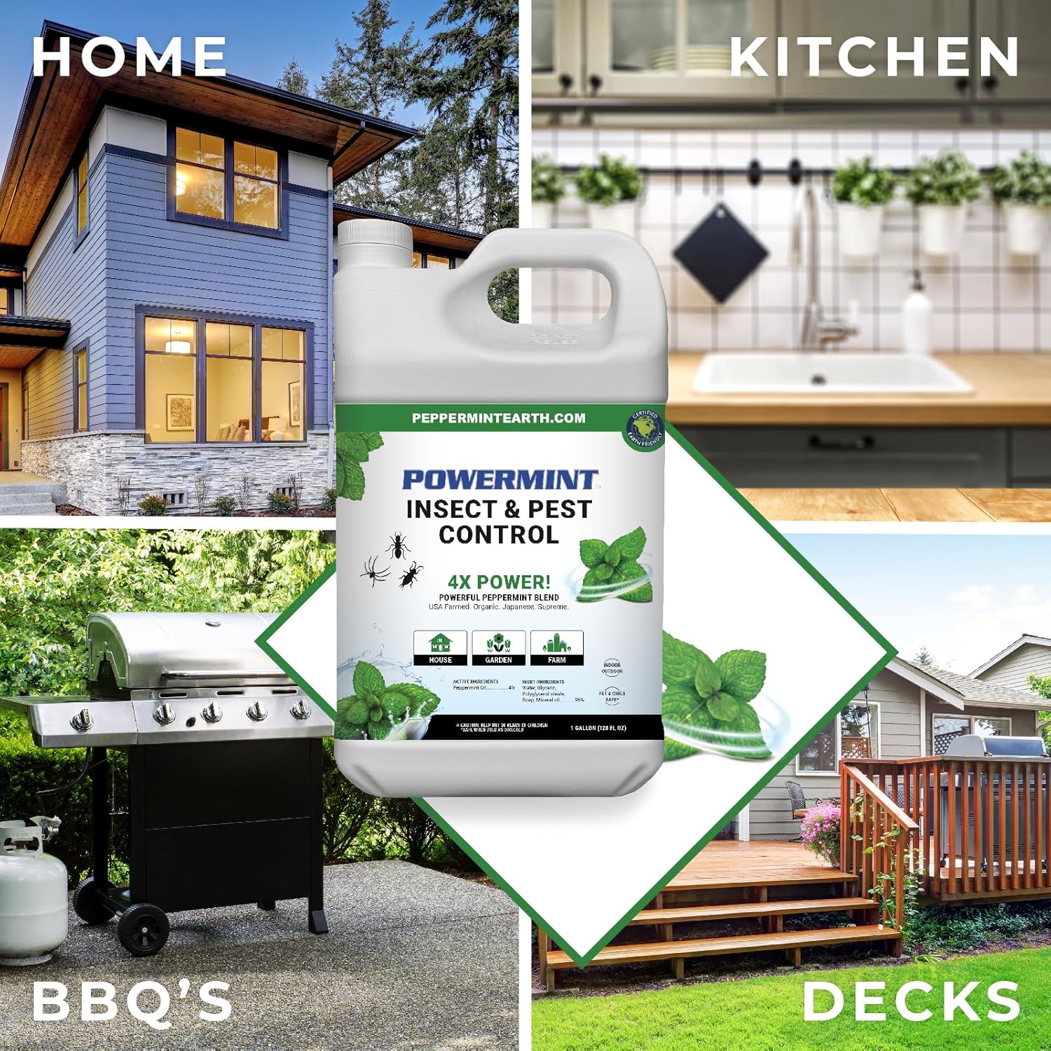 1 Gallon Peppermint Oil Insect & Pest Control - Natural Spray for Spiders, Ants, Ticks, and More