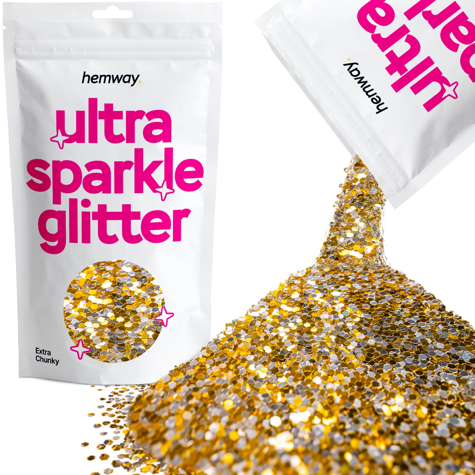 Hemway Ultra Sparkle Glitter Baby Pink Iridescent 100g Fine | Glitter for Arts & Craft, Makeup, Nail Art, Crafting, Card Making, Sparkle Decoration — view 158
