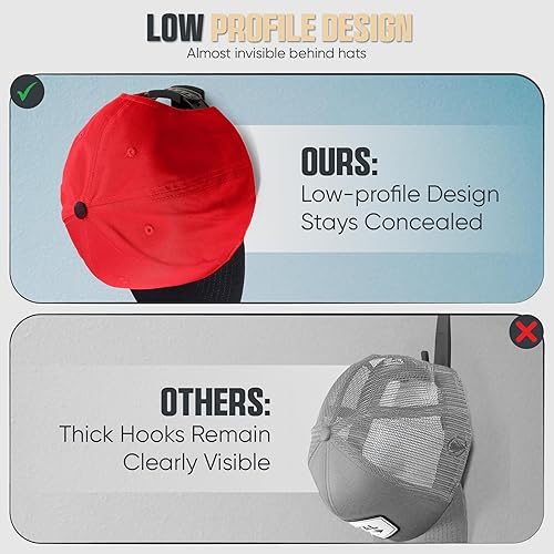 Miniatura 6 de Modern JP Ganchos adhesivos para sombreros de pared (paquete de 8) Diseño minimalista para sombreros, sin taladrar, ganchos de sujeción fuerte para