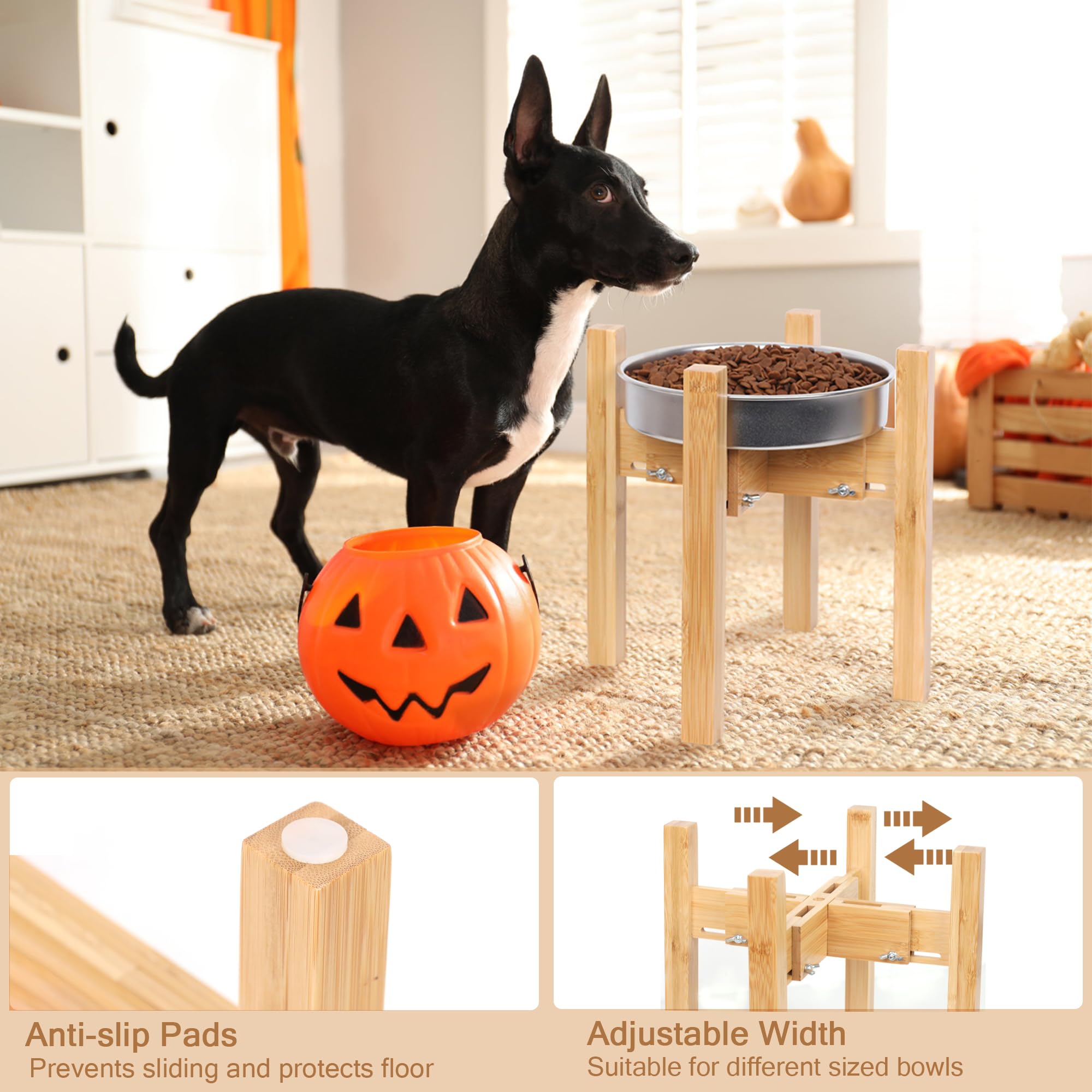 Elevated Dog Bowl Stand,Adjustable Dog Food Stand For 710 Bowls,Single Dog Bowl