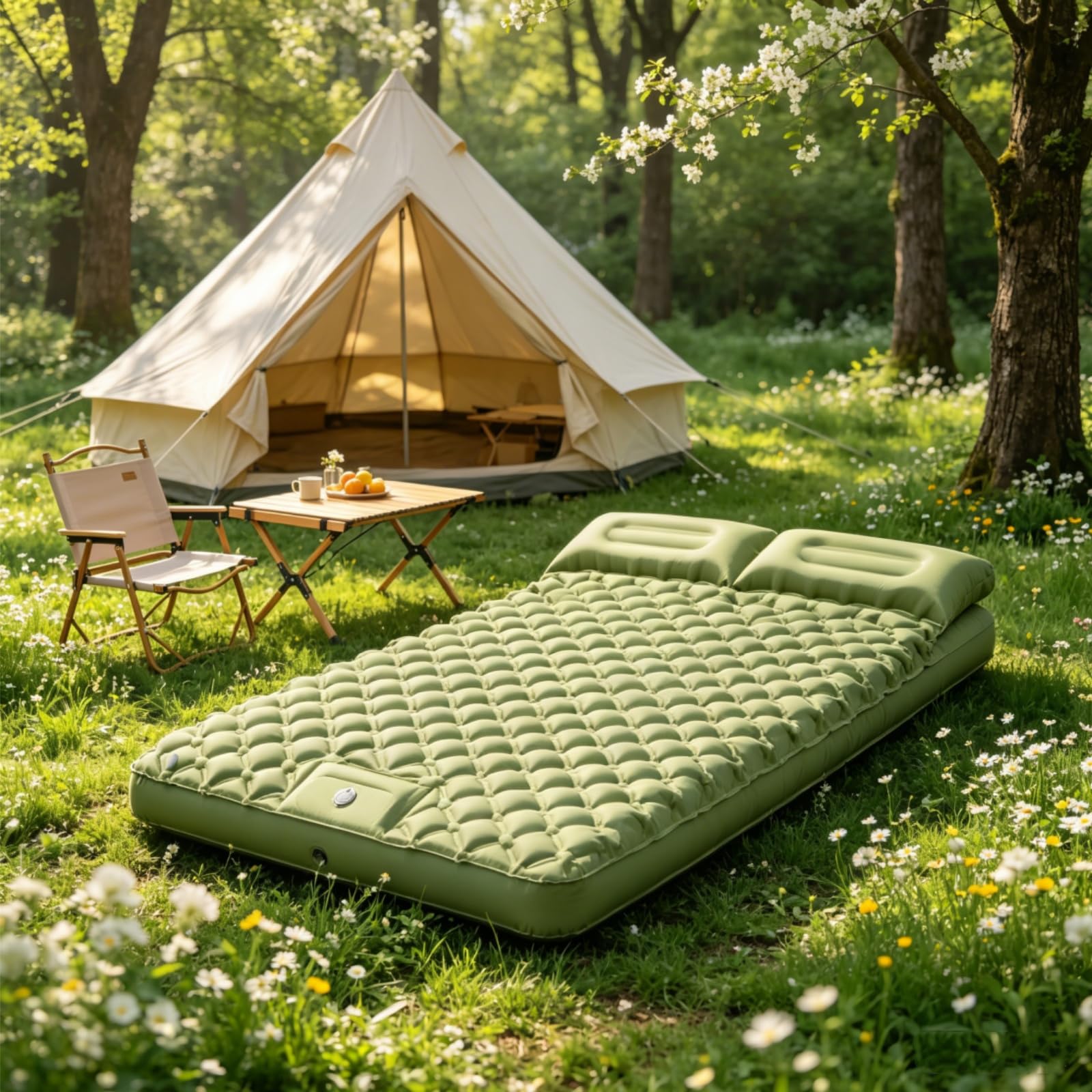 Générique Tapis de Camping Gonflable Double Couche Ultra léger 190x120cm Tapis de Camping Auto - Gonflable Coussin d'air Portable étanche Compact 33x17cm pour Camping, Plage, Tente (Gris foncé)