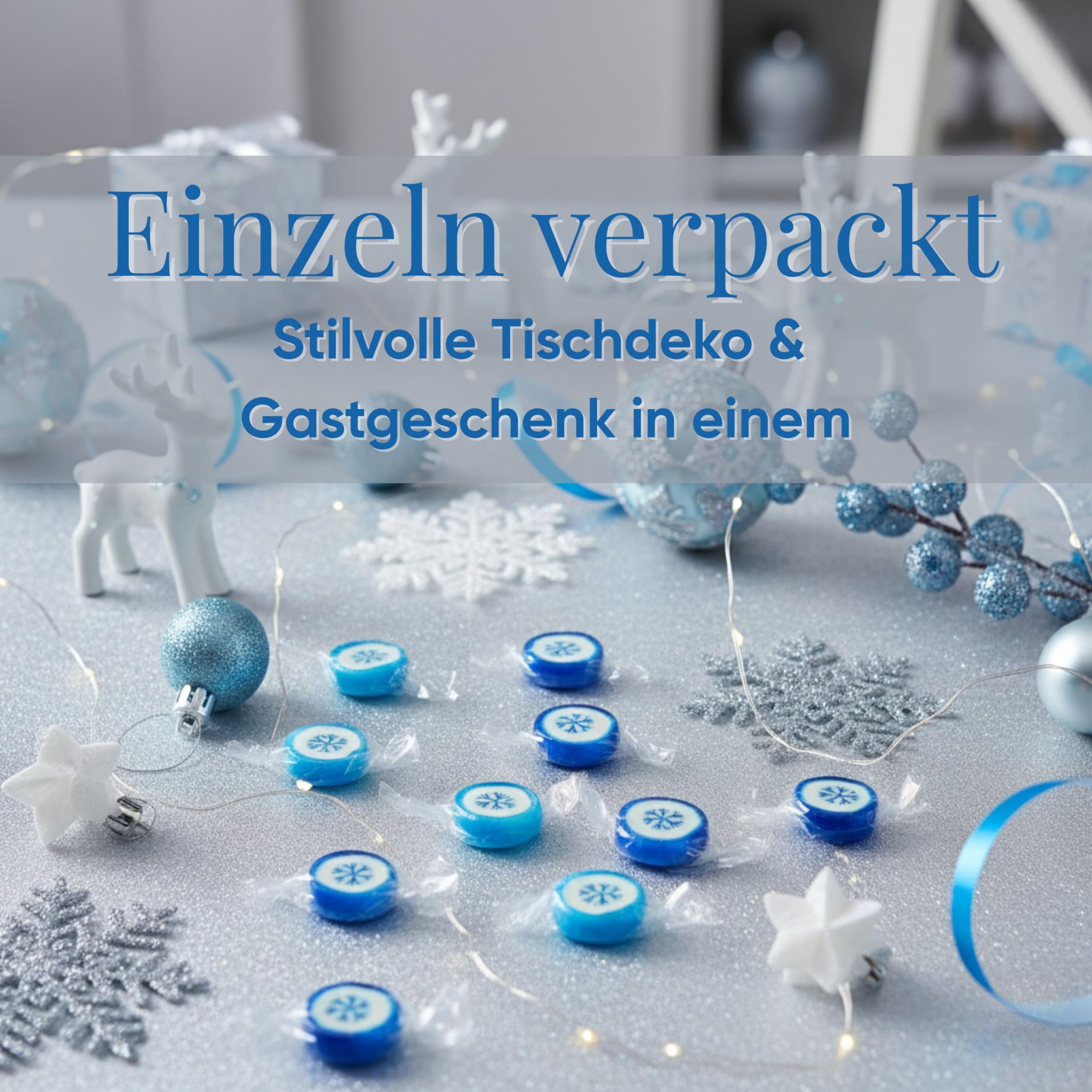 EinsSein Weihnachtsbonbons Schneeflocken blau-weiß 4kg | Handgemachte Rocks Bonbons | Mini Süßigkeiten & Kleinigkeiten für Adventskalender Nikolaus & Wichtelgeschenke | Alternative zu Schokolade
