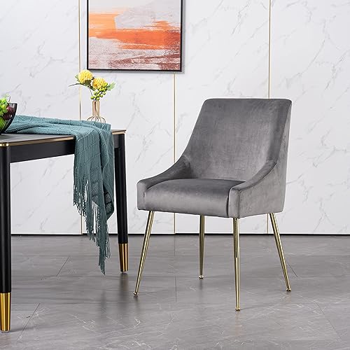 Devion Furniture Bestas Dining, silla individual, terciopelo gris oscuro