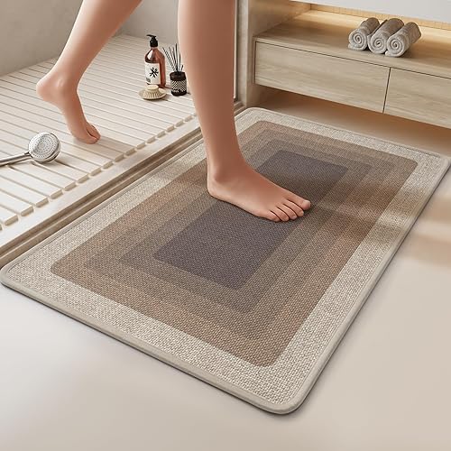 Miniatura 1 de Tapete de baño antideslizante, de secado rápido, súper absorbente, lavable, parte trasera de goma, ultra delgado, para debajo de la puerta, color