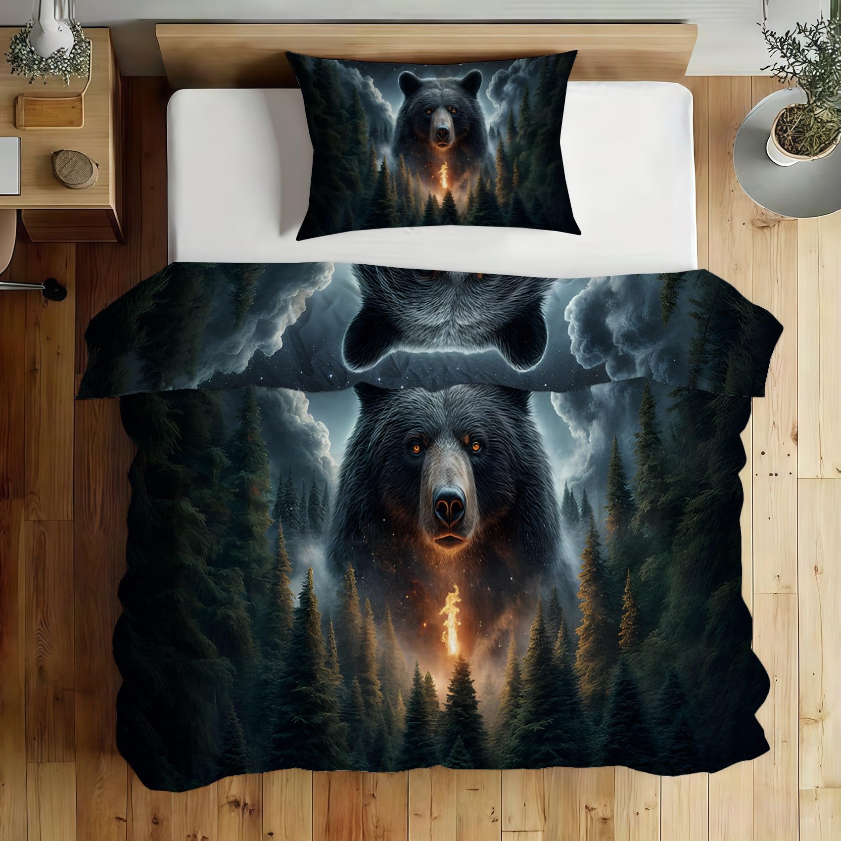 Gigenbär Pościel 155 x 220 cm, pościel dwustronna, miękka pościel z mikrofibry, z zamkiem błyskawicznym i 2 poszewkami na poduszkę 80 x 80 cm