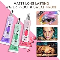 Vista 6 de Paquete de 3 bases de sombra de ojos mate para tapas aceitosas, sin arrugas, color violeta, verde, rosa, base de maquillaje de ojos, impermeable, a